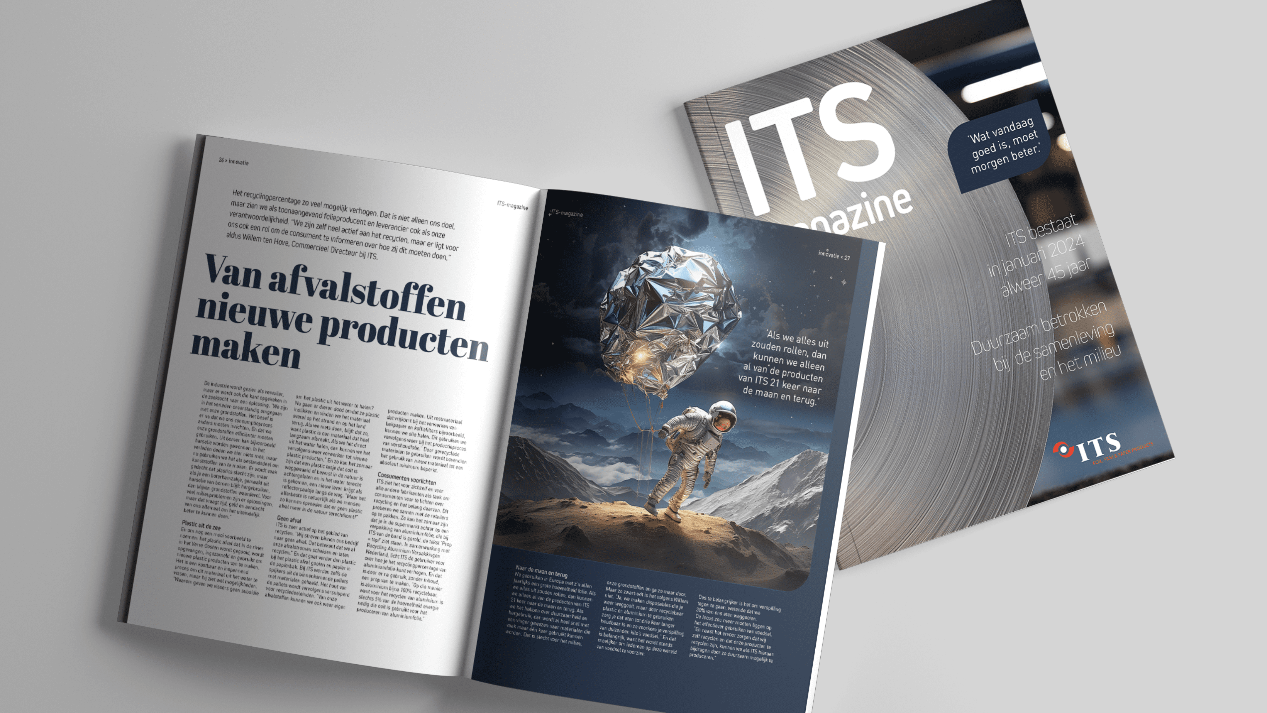 Open magazine van ITS met artikel over afvalstoffen.