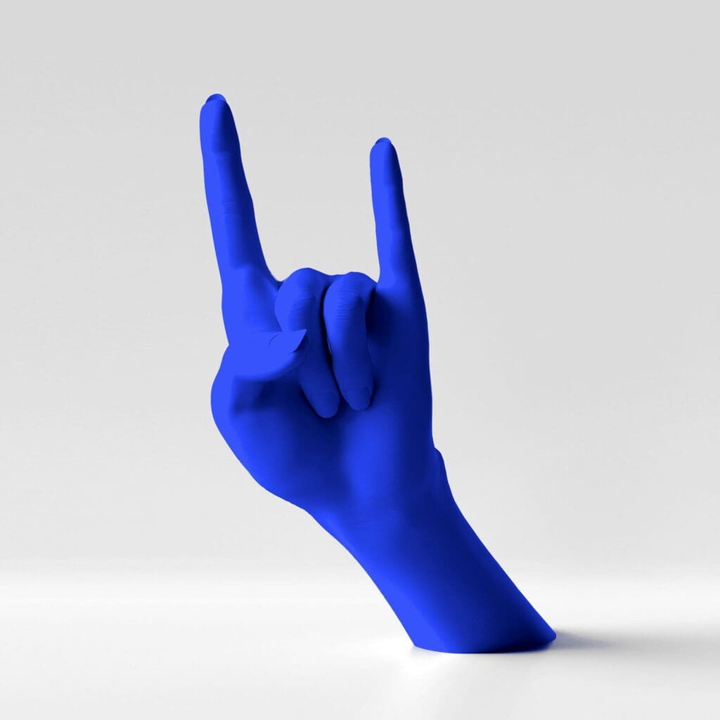 Hand maakt rockgebaar.