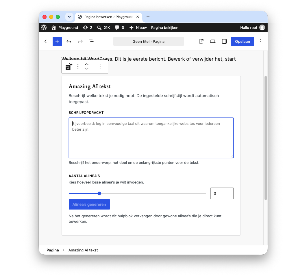 Amazing AI WordPress block
